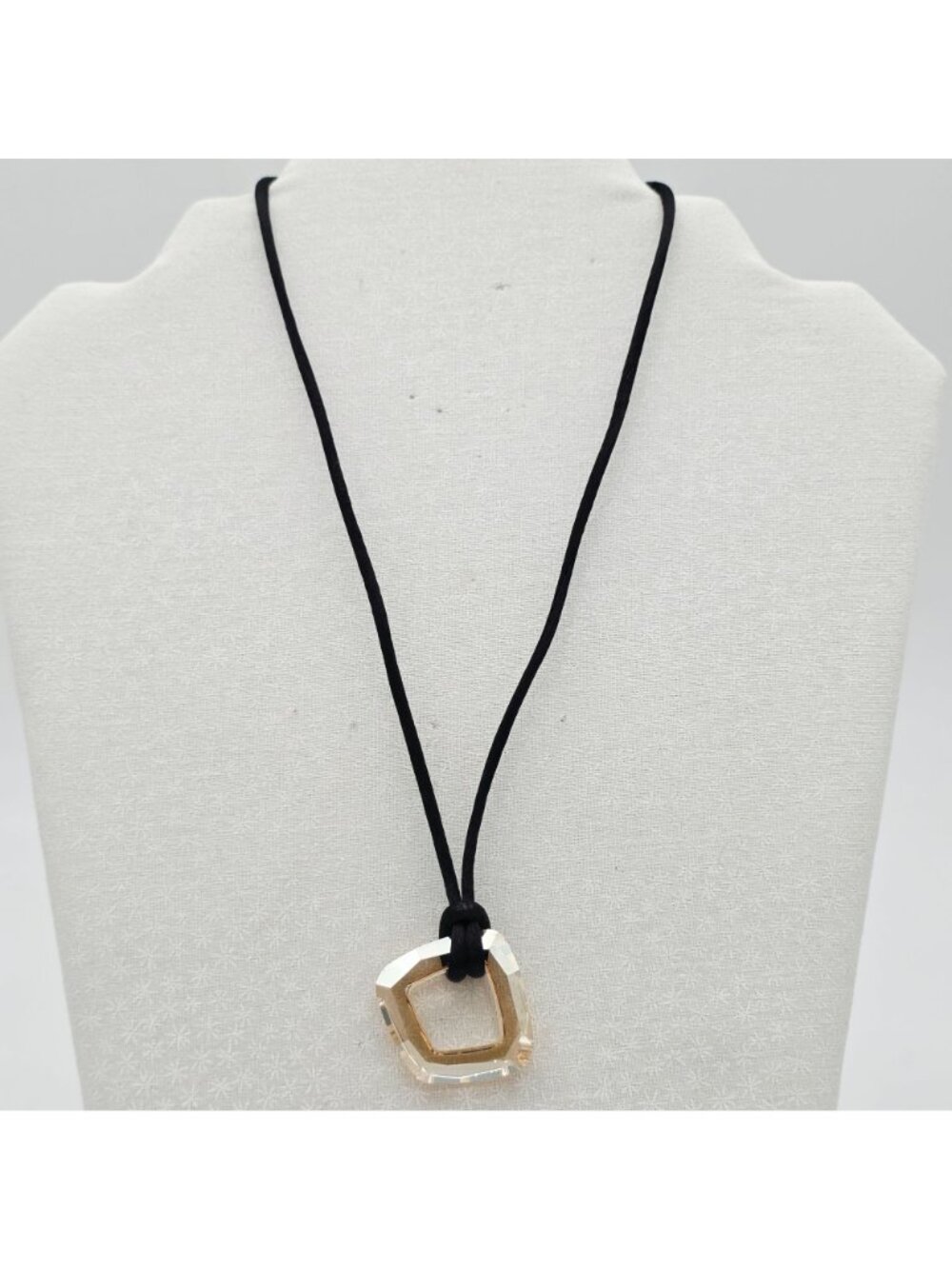 Geometric Crystal Pendant Necklace With Black Cord And Lobster Clasp Closure - Picture 2 of 7